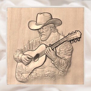 Cowboy Guitarist 3D Relief STL view 2
