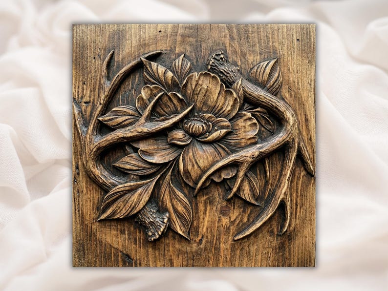 Floral Antler STL Relief