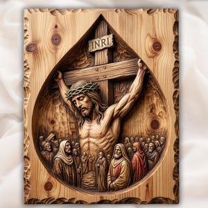 Jesus Crucifixion tear drop STL view 1