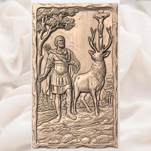 Saint Hubertus with Stag 3D Relief STL view 2