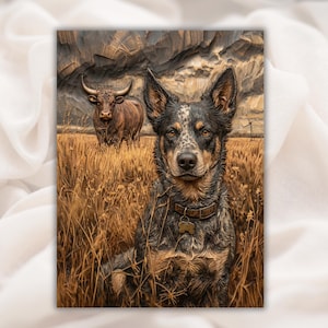 Cattle Dog 3D Relief STL view 1