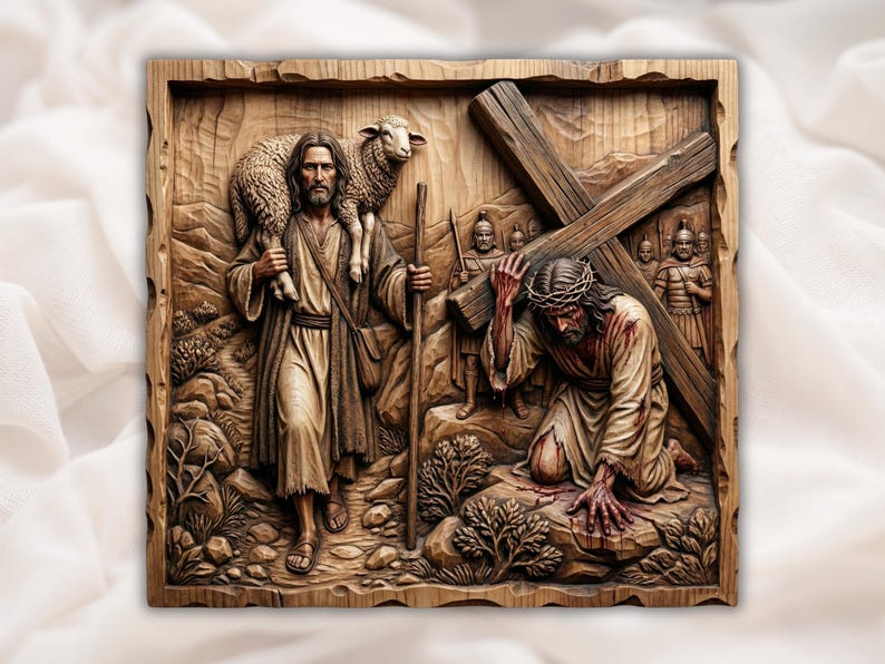 Jesus Carrying Cross 3D Relief STL