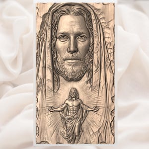 Jesus Portrait 3D Relief STL view 2