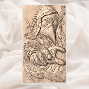Plague Doctor 3D Relief STL view 2