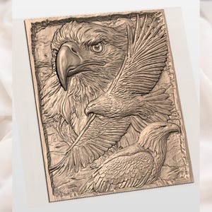 Bald Eagle STL 3D Relief view 3