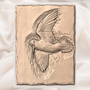 Flying Woodcock Bird 3D Relief STL File view 2