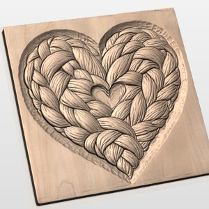 Braided Heart 3D Relief STL for CNC Router view 2