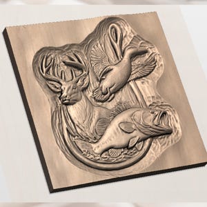 Hunting & Fishing 3D Relief STL view 2