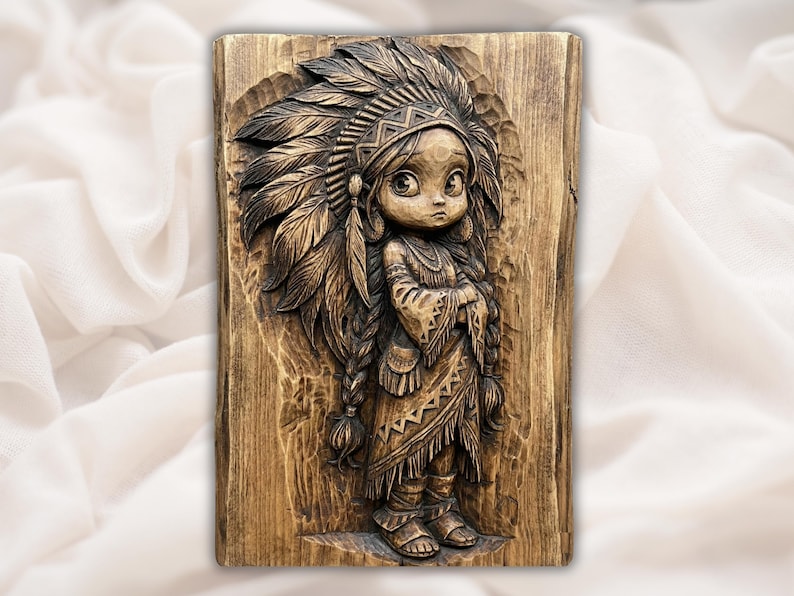 Native Tribal Girl 3D Relief STL