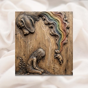 Rainbow Bridge Pet Memorial 3D Relief STL view 1