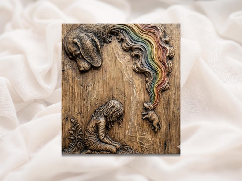 Rainbow Bridge Pet Memorial 3D Relief STL