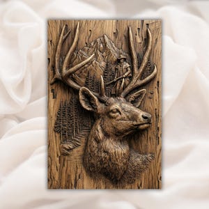 Deer Buck 3D Relief STL view 1