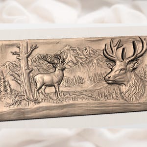 Buck Deer Bas Relief STL view 2