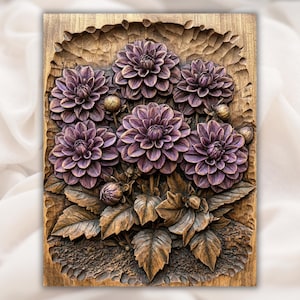 Dahlia Flowers 3D Relief STL for CNC Router view 1
