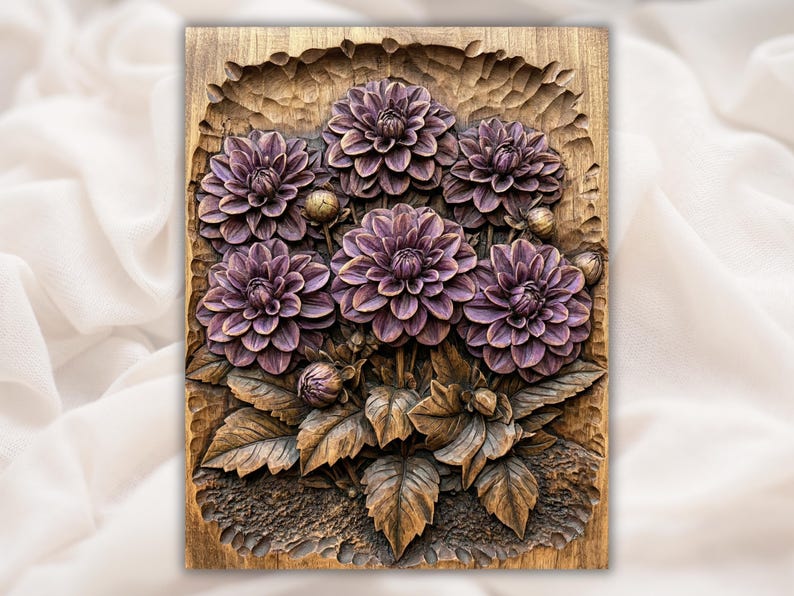 Dahlia Flowers 3D Relief STL for CNC Router