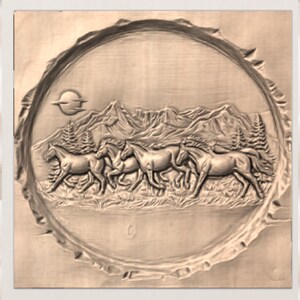 Wild Horses Running 3D Relief STL view 2