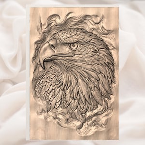 Bald Eagle Head 3D Relief STL view 3