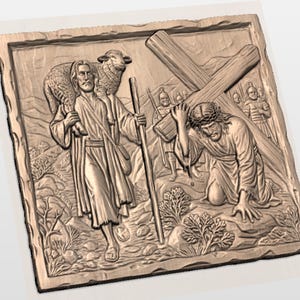 Jesus Carrying Cross 3D Relief STL view 2