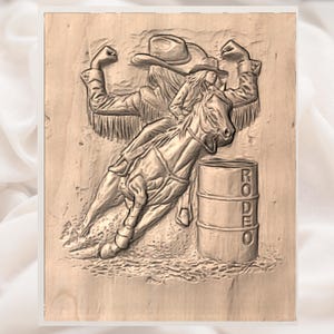 Rodeo Cowgirl Horse 3D Relief STL view 2