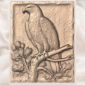 Bald Eagle 3D Relief STL for CNC Router view 3