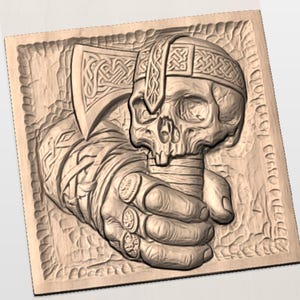 Norse Warrior Skull STL view 2