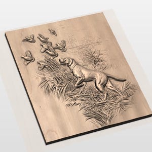 Duck Hunting Dog STL Relief view 2