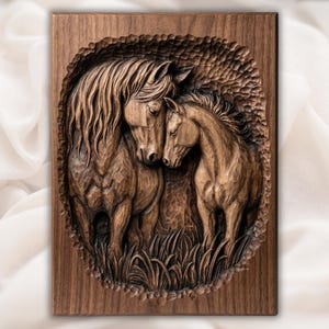 Horse Mare and Foal STL view 1