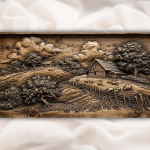 Countryside Farm 3D Relief STL view 1
