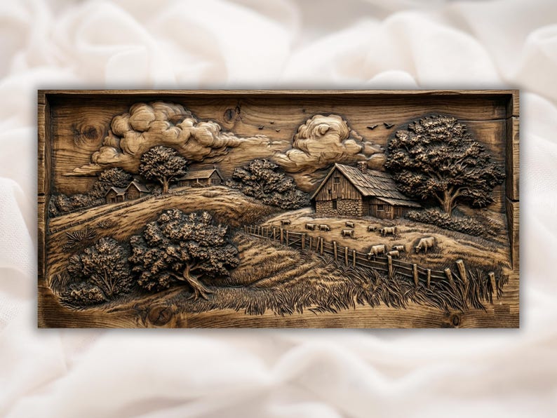 Countryside Farm 3D Relief STL