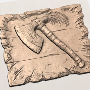 Tribal Tomahawk Axe STL view 2
