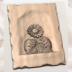 Cute Animal Paws Holding Daisy 3D STL Relief view 2