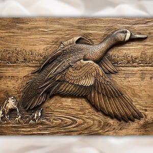 Flying Duck 3D Relief STL File view 1