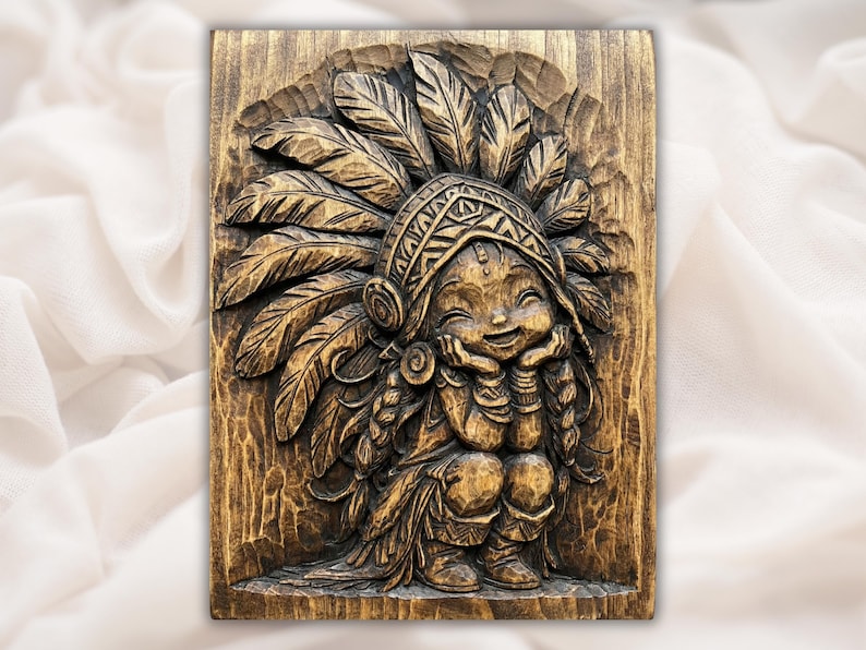 Cute Tribal Girl 3D Relief STL