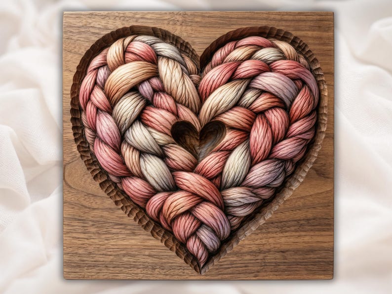 Braided Heart 3D Relief STL for CNC Router
