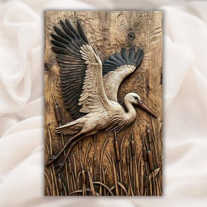 Heron Bird 3D Relief STL File view 1