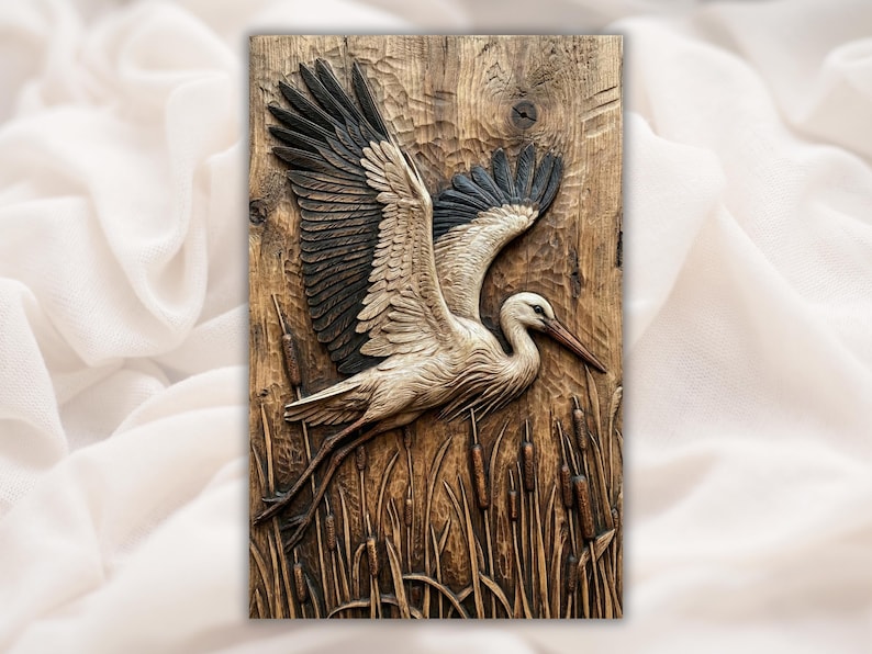 Heron Bird 3D Relief STL File
