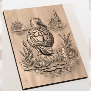Duck on Lake 3D Relief STL File view 3