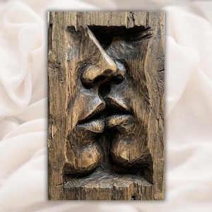 Abstract Couple Kiss 3D Relief STL File view 1