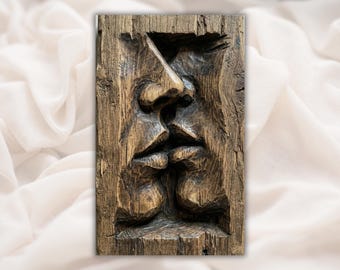 Abstract Couple Kiss 3D Relief STL File | Modern Sculpture Wood Grain CNC Carving | Minimal Art Wall Panel | 3D Print & Laser Engraving STL
