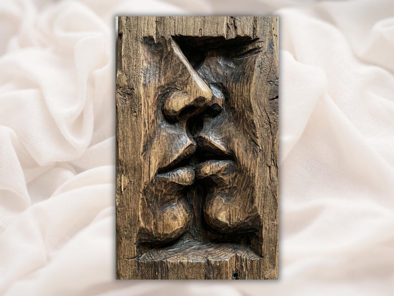 Abstract Couple Kiss 3D Relief STL File