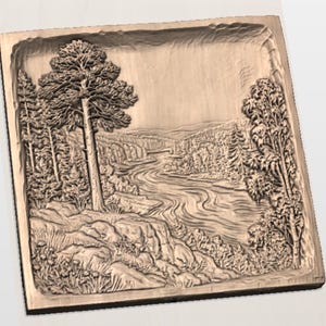Woodland River Scene STL view 2