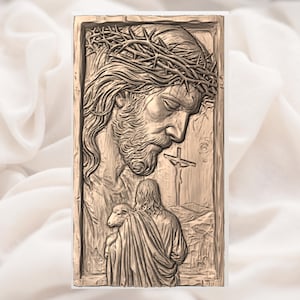 Jesus Portrait 3D Relief STL view 3