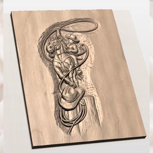 Cowboy Rodeo 3D Relief STL view 3