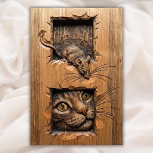 Cat & Mouse Relief STL view 1