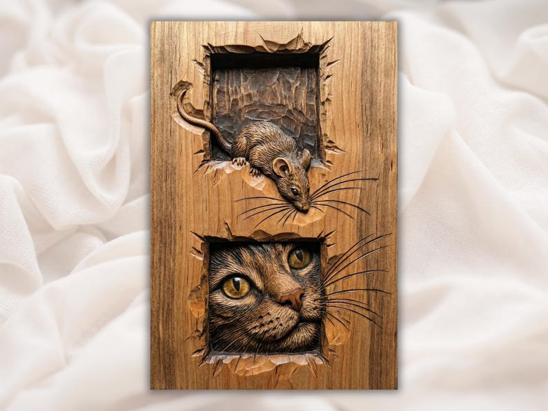 Cat & Mouse Relief STL
