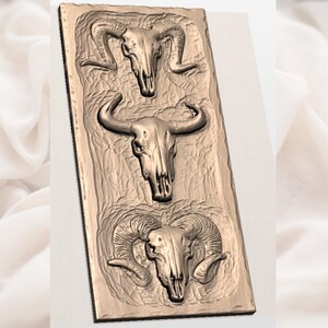 Western Skull Trio STL view 2