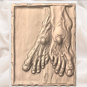Crucifixion Nail Pierced Feet STL view 3