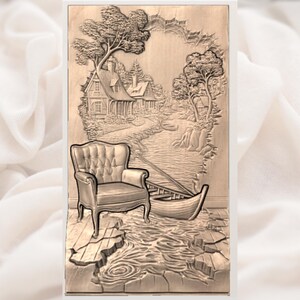 Cottage River Scene STL view 2