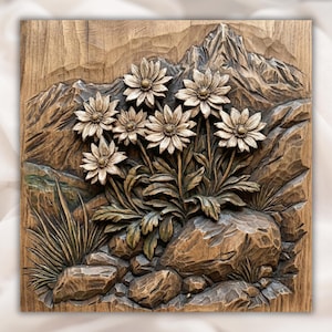 Mountain Flowers 3D Relief STL File view 1