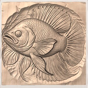 Betta Fish STL 3D Relief view 3